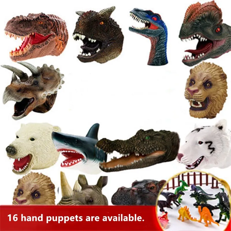 Simuliertes Gummi Soft Animal Animal Handpuppenspielzeug Handhandschuh Dino 