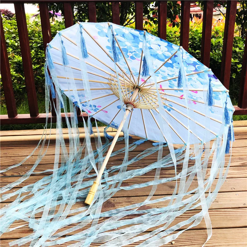 Hanfu Oiled paper Umbrella rain women фотография Prop непромокаемая лента античные кисточки зонтик вентилятор paraguas зонтик