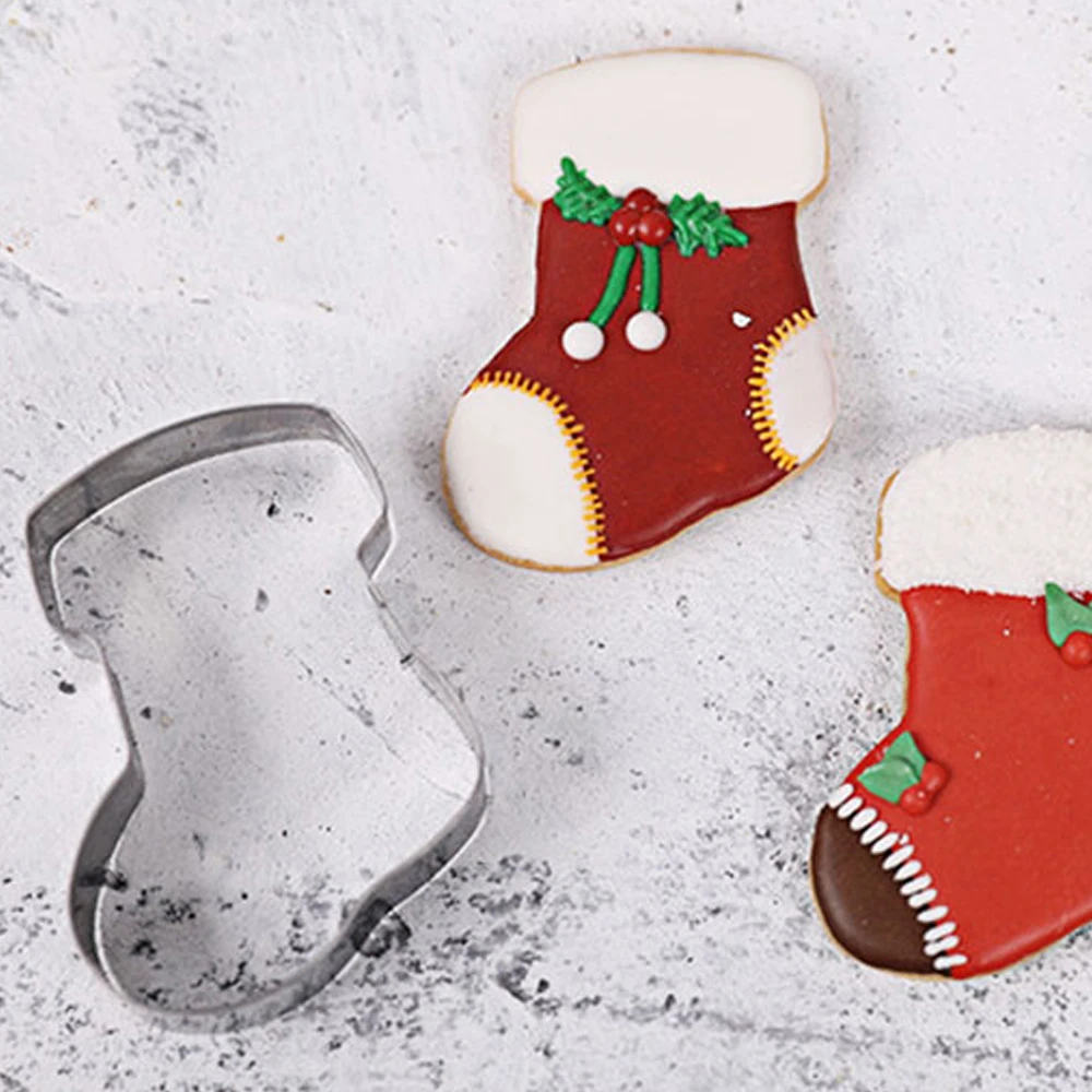 1Pc Stainless Steel Christmas Cookie Cutter Xmas Theme Biscuit Mold Snowflake Cake Mould Santa Claus Baking DIY Cooking Tool