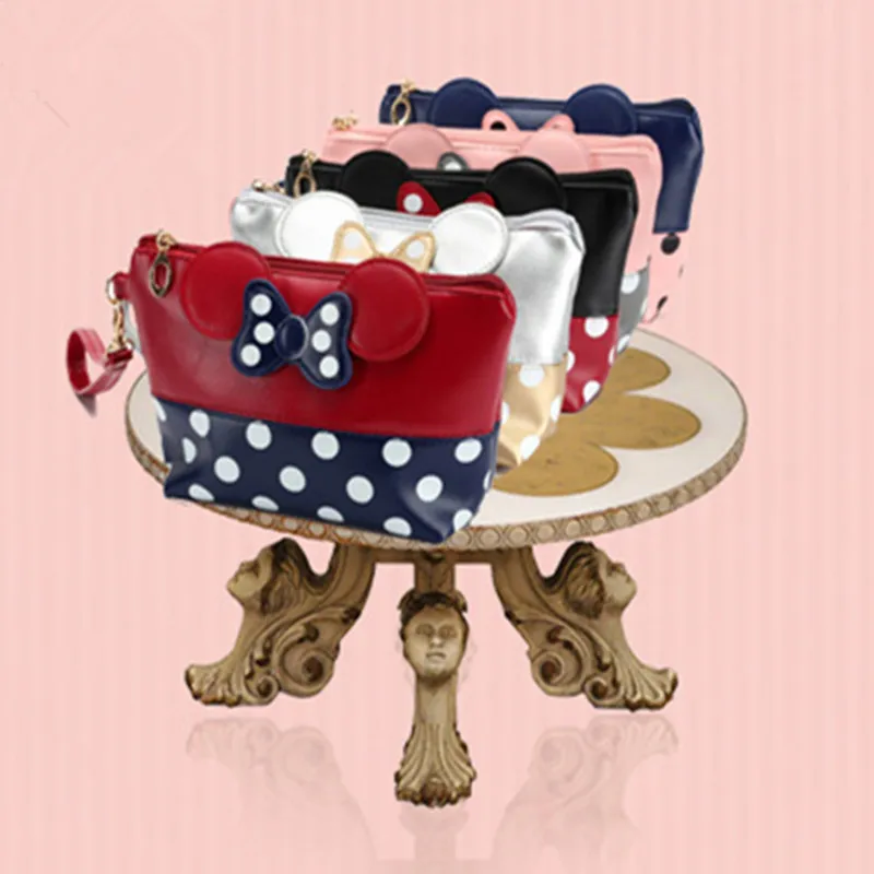 

Bow Travel Cosmetic Bag Cartoon Makeup Case Zipper Hand Holding Bag Make Up Storage Handbag Organizer Pouch Toiletry Wash Bag
