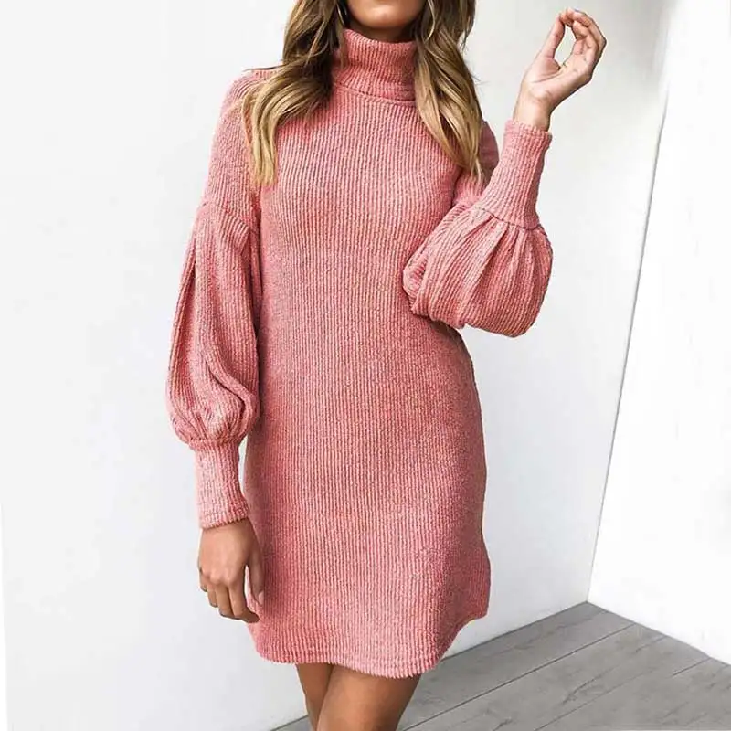 2020 сезон осень зима Женская зимняя платье с высоким воротом вечерние платья дамы