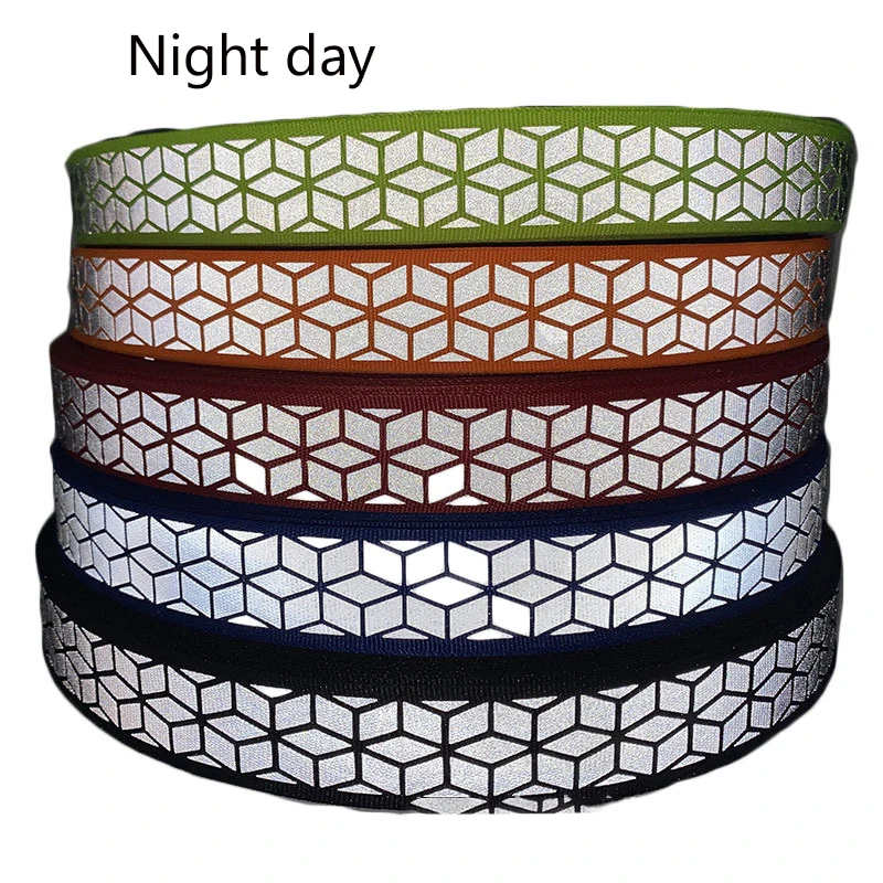 Holographic Rhombic Reflective Ribbon Carved and Woven Bright Silver Decorative Band DIY Hand Sewing Safety Warning 2.7cm 1meter reflective tape