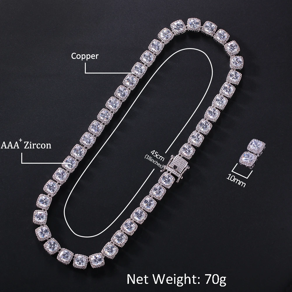 Uwin квадратная CZ теннисная цепь 10 мм Роскошные Bling Полный Iced Out ожерелье для мужчин хип-хоп ювелирные изделия для подарка