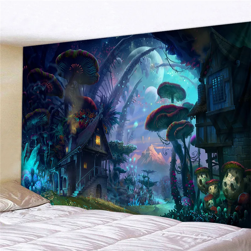 dining room wall decor fantasy forest tapestry cloth poster 