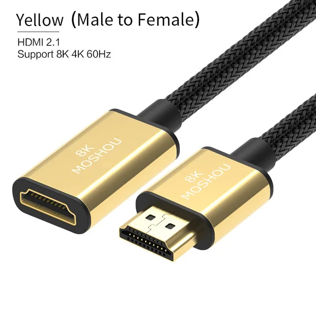 HDMI Male-Female 2,1 кабели 4K 120Hz 8K 60Hz 48Gbps полоса пропускания ARC HIFI HDR 4:4:4 RGB MOSHOU видео удлинитель для samsung tv - Цвет: Male-Female