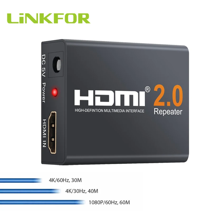 LiNKFOR 2160P 3D 4K HDMI ретранслятор сигнала усилитель адаптер HDTV 60 метров передача без