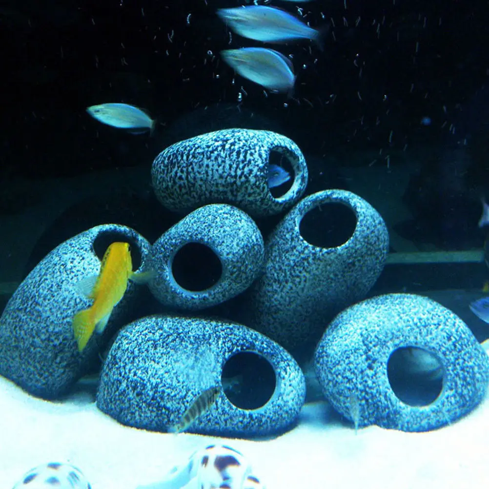 

Aquarium Cichlid Stone Ceramics Rock Cave Aquarium Fish Tank Pond Shrimp Breeding Ornament Decor Accessory Decorative Marbles
