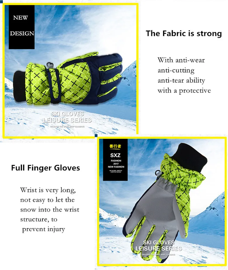 CKAHSBI женские мужские лыжные перчатки зимние водонепроницаемые уличные перчатки для сноуборда велосипедные снежные рукавицы противоскользящие спортивные лыжные перчатки