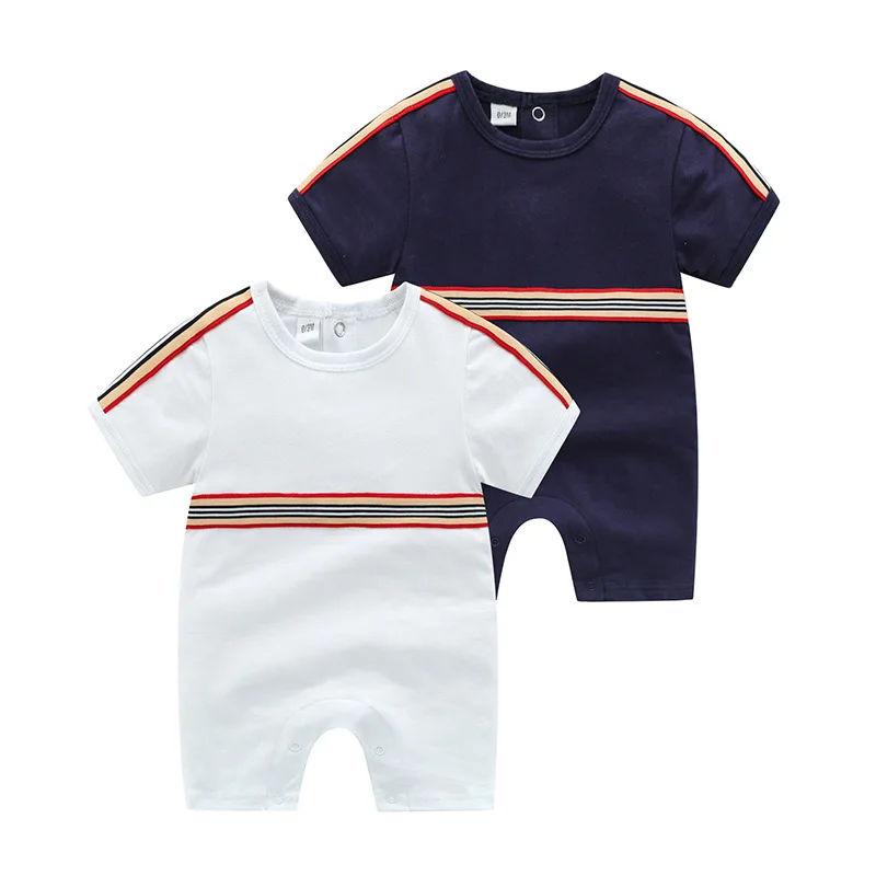 

Summer baby boy clothes thin Unisex cotton Patchwork Striped short-sleeved newborn baby girl romper