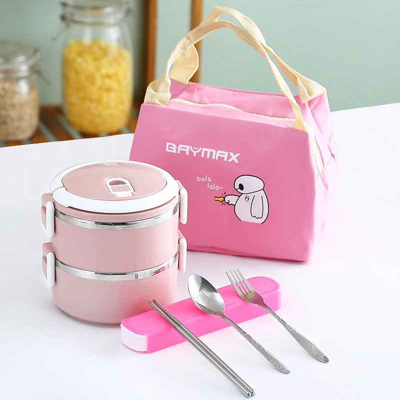 

BPA-free Stainless Steel Bento Box Portable Japanese Thermal Lunchbox 1-4 Layer Kids Adult Office Worker Food Container Cartoon