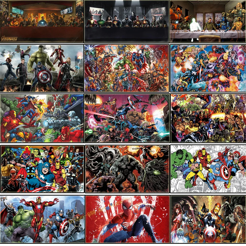 Marvel Anime Superhero Graffiti Canvas Painting Poster Spiderman Infinity War Ultima Cena Avengers Wall Art Picture Home Decor