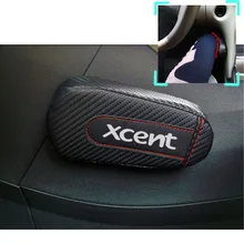 Автомобильный Стайлинг для hyundai Xcent, 1 шт., углеродное волокно, кожа, подушка для ног, наколенник, подлокотник, Накладка для интерьера, автомобильные аксессуары