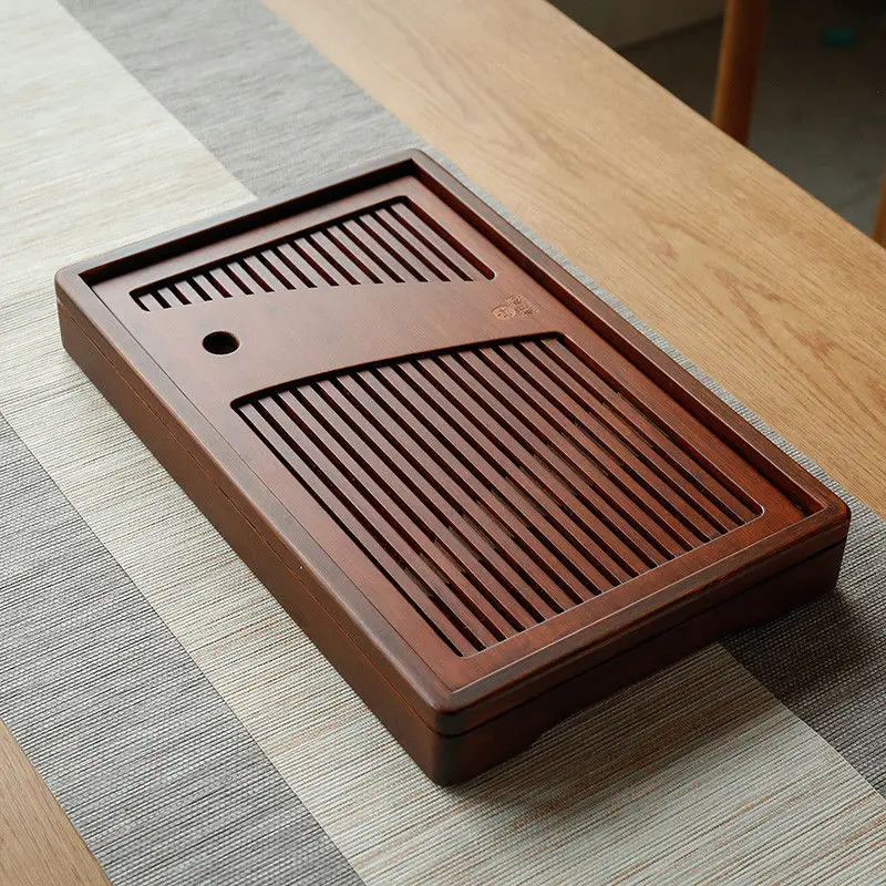 Сервировочный поднос для чайной церемонии Gongfu из коричневого бамбука 35x22x4 6 см| |