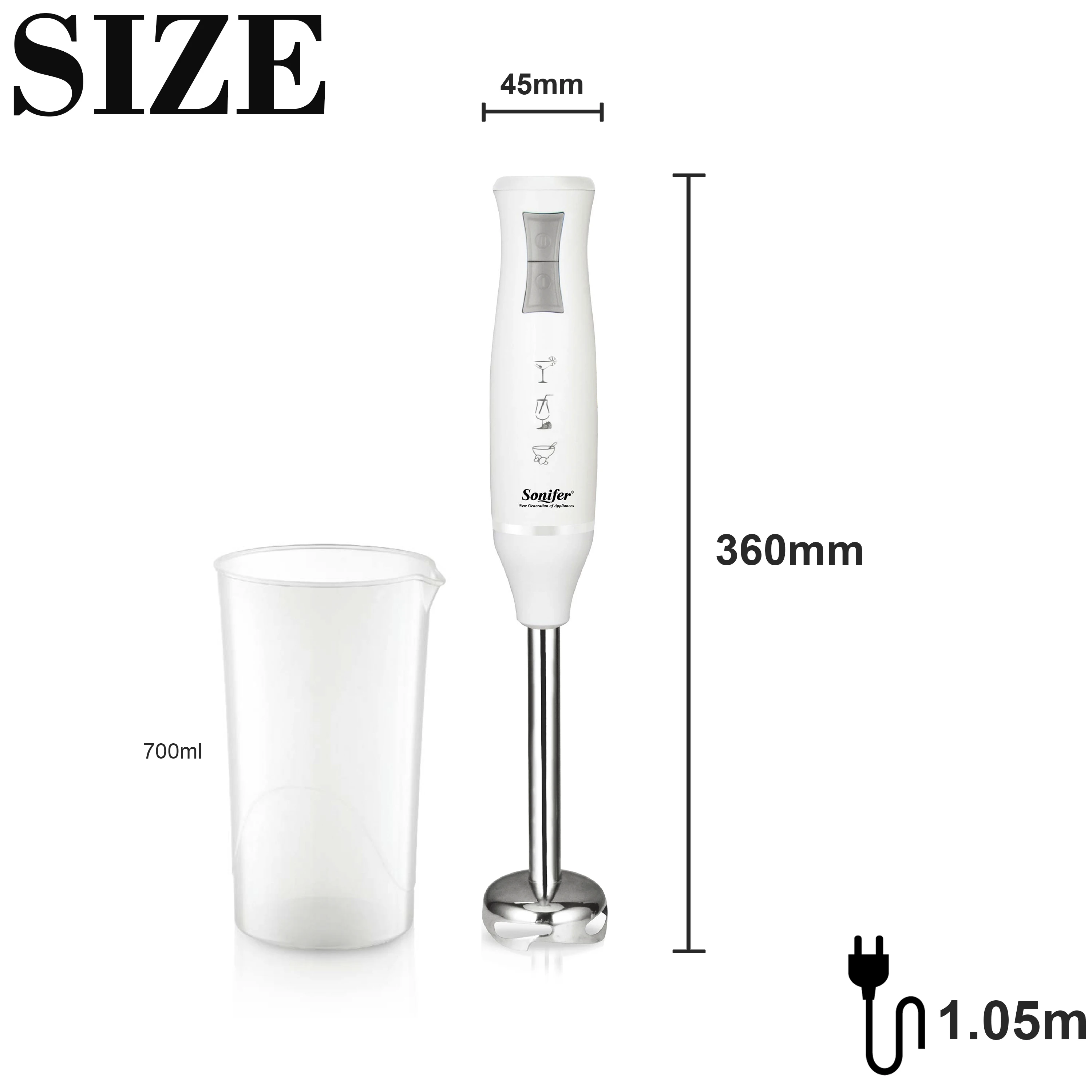 Блендер кухонный Электрический со съемной рукояткой 400 Вт 2 скорости|hand blender|blender