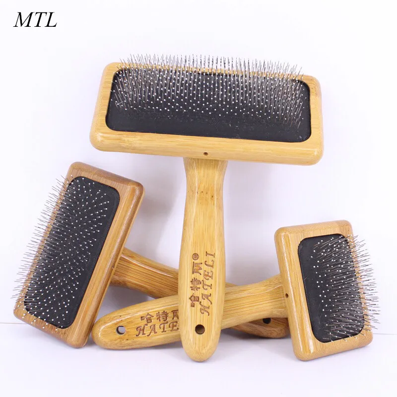 dog comb MTL dog comb pet dog removes hair grooming comb groomer brush for dog cat with wooden handle - Цвет: dog comb