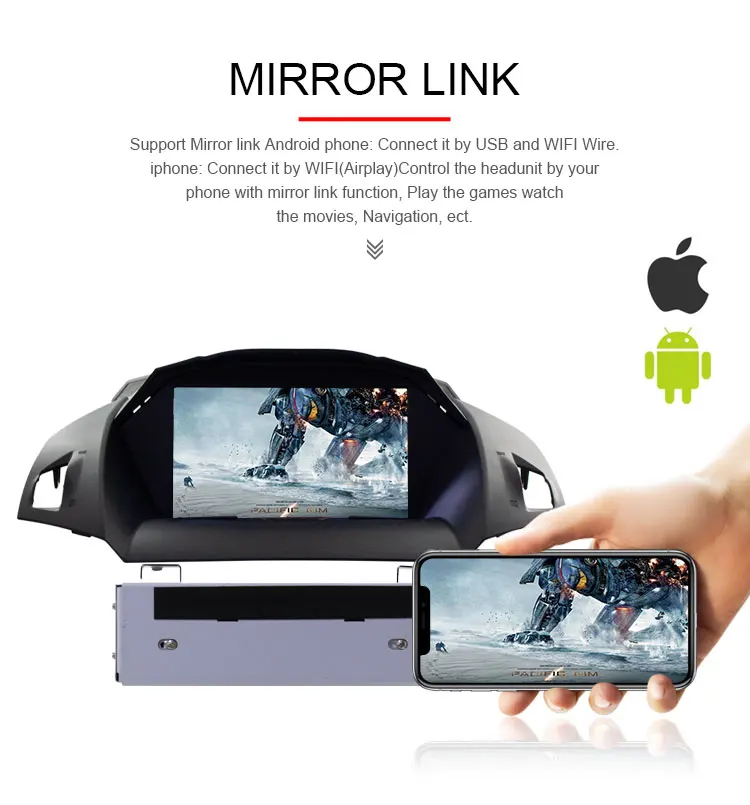 Excellent TOPBSNA Android 9.0 Car DVD Player For Ford Kuga Escape C-Max 2013 2014 2015 2016 2017 2018 1 Din Car Radio Stereo Headunit WIFI 7