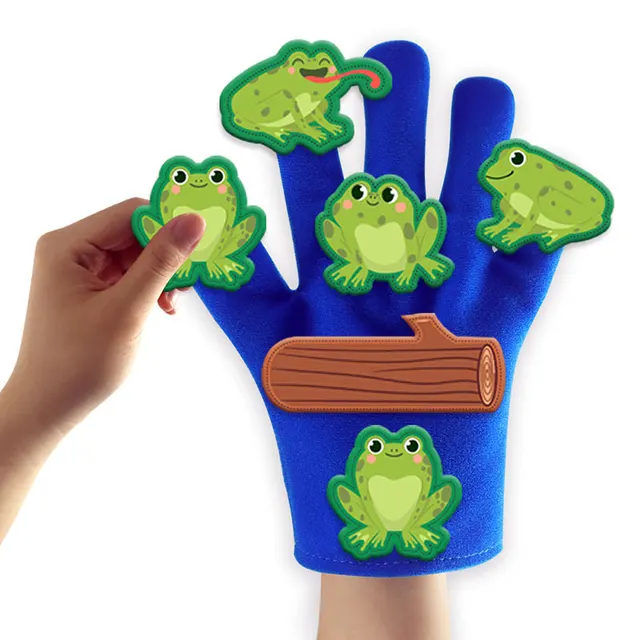 Baby Early Education Puppet Gloves Toys Frog Bears Scene Theater Storytelling Paste Story Gloves Hand Puppet Educational Toys 2