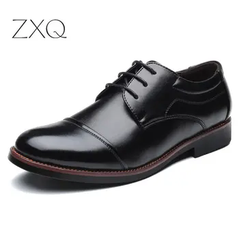 

Classic Men PU Leather Men Business Dress Shoes Black Shoes Pointed Toe Flat Formal British Lace-up Men's Shoes