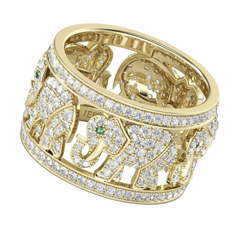 Classic Luxury Fashion Gold Color Full Zirconia Crystal Lovely Elephant Animal Female Ring for Women Party Jewelry Accessories - Image 4