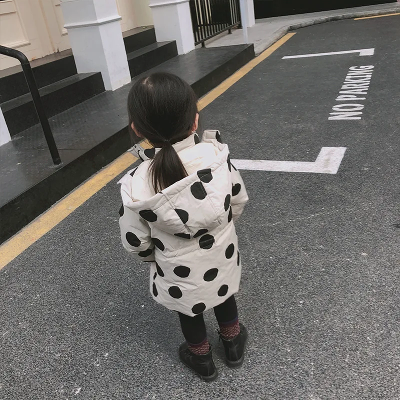 A mu hou New Style Dotted Girls' Cotton-coat Winter Style Korean-style Hooded Small CHILDREN'S Hand Cotton Children Cotton