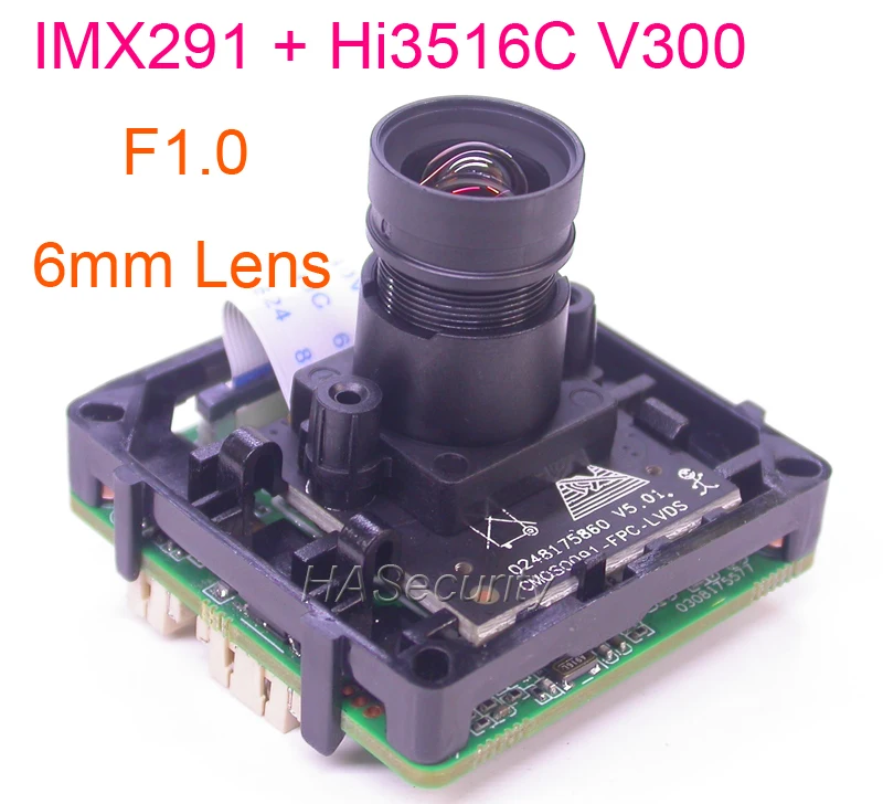 F1.0 объектив Starlight H.265 1/2.8 &quotSTARVIS IMX291 CMOS + Hi3516C V300 Модуль платы IP камера