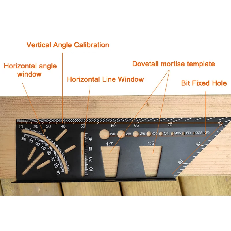Деревообрабатывающий квадратный размер измерительная линейка 3D Mitre измерение угла инструмент для измерения деревянных труб CLH@ 8