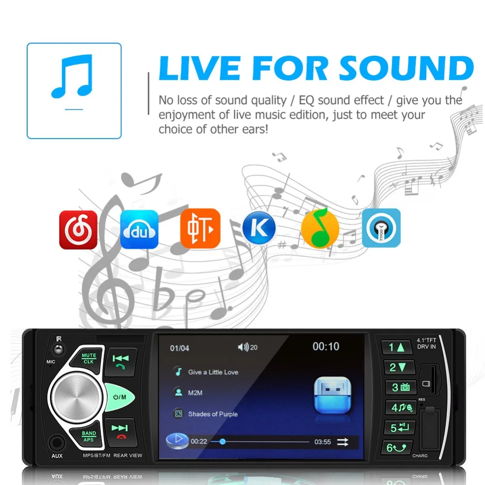 1 Din Авто радио плеер 4022D 4," Авто Радио Стерео Bluetooth FM радио MP3 аудио плеер Поддержка камеры дистанционное управление