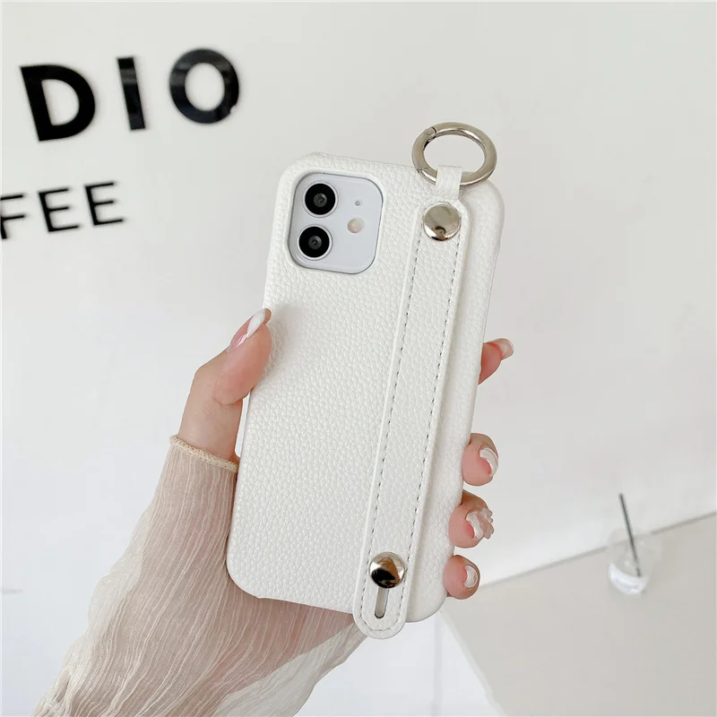 Luxury Leather iPhone Case with wrist strap & holder