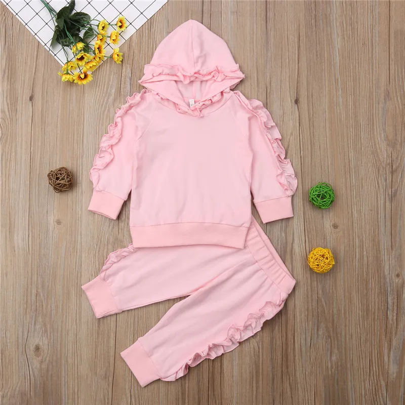  Pudcoco Baby Girl Set Kid Baby Girl Winter Fall Outfits New Born Hoodies Tops+Ruffle Pants 2Pcs Set