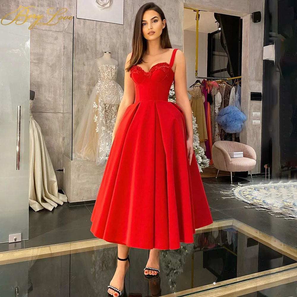 plus size prom & dance dresses Berylove Red Prom Dresses Spaghetti Strap A Line Evening Dresses High Waist Sweetheart Floral Elegant Velvet Robe de soiree royal blue prom dresses Prom Dresses