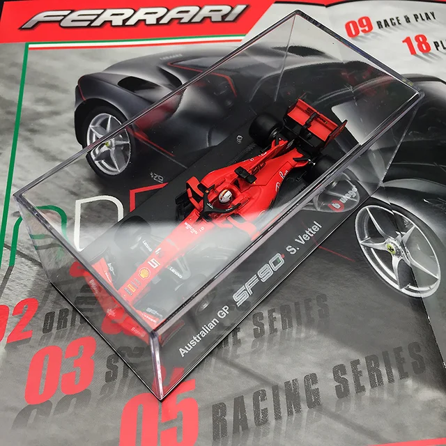 Bburago 1:43 F1 Ferrari 2019 SF90 Formula car Acrylic dust cover  simulation decoration collection gift toy die-casting model 6