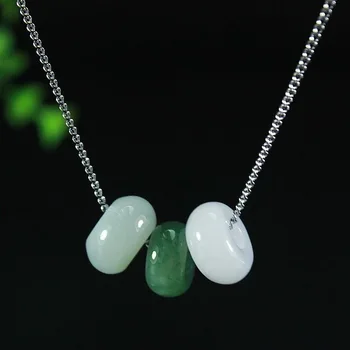 

Natural Emerald Lucky button Pendant Earrings Charm Jewellery Fashion Accessories DIY Hand-Carved Woman Luck Amulet Gifts