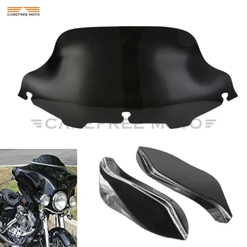 

Drak Smoke 6" Motorcycle Front Windshield and Wind Deflector Fairing Air Wing Case for Harley Touring Street Glide 1996-2013