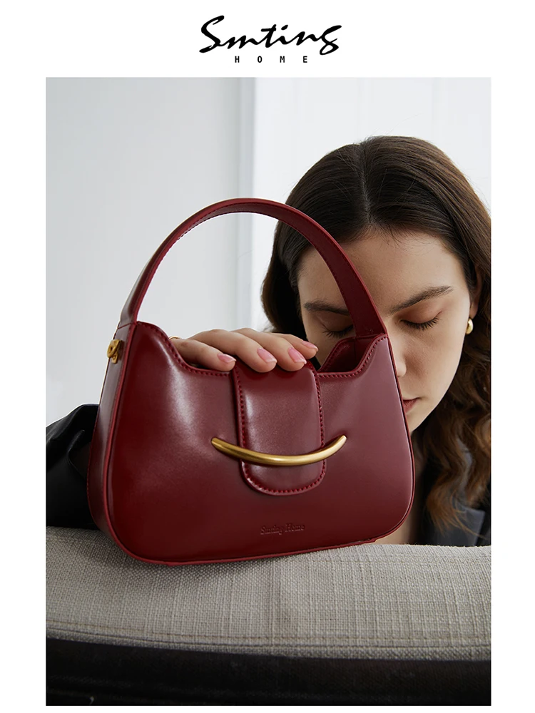 Huakaishan Temple Cowhide Niche Portable Wedding Bag Female Bride Shoulder Crossbody Red Pocket Shoulder Fashion Crossbody