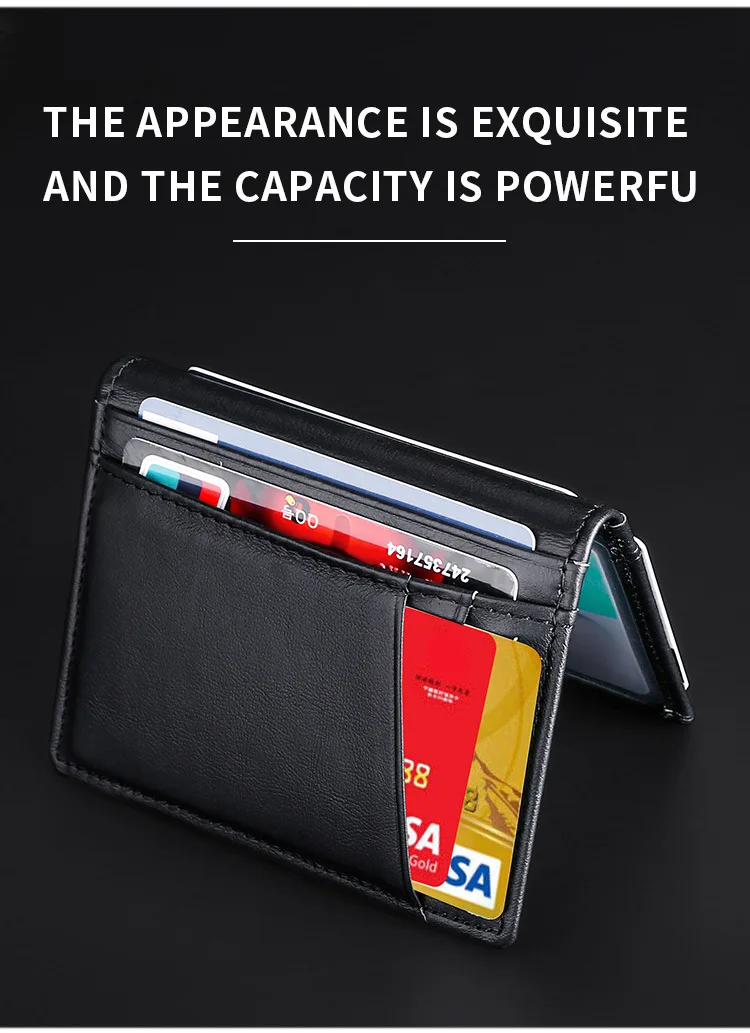 Men Minimalist Slim Card Holder Genuine Leather Card Wallet Slim Line Ultra Thin Mini Small Rfid Passport Id Card Holder Male