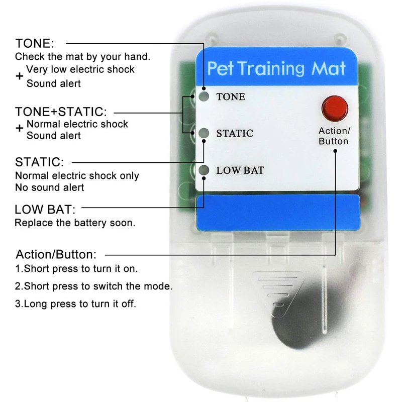 Pet Training Shock Mat - 48x16.5 Inch Electronic Mat To Keep Dogs & Cats Off Furniture - 3 Adjustable Levels For Indoor Use On Couches, Counters & Doorways