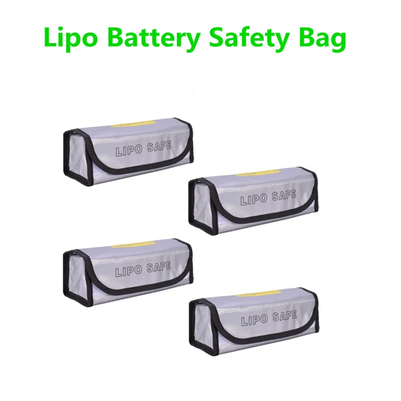 

4PCS New Lipo Battery Safety Bag 185x75x60mm Fireproof Waterproof Pocket Type Storage Bag For RC Drone Battery RC Car Battery