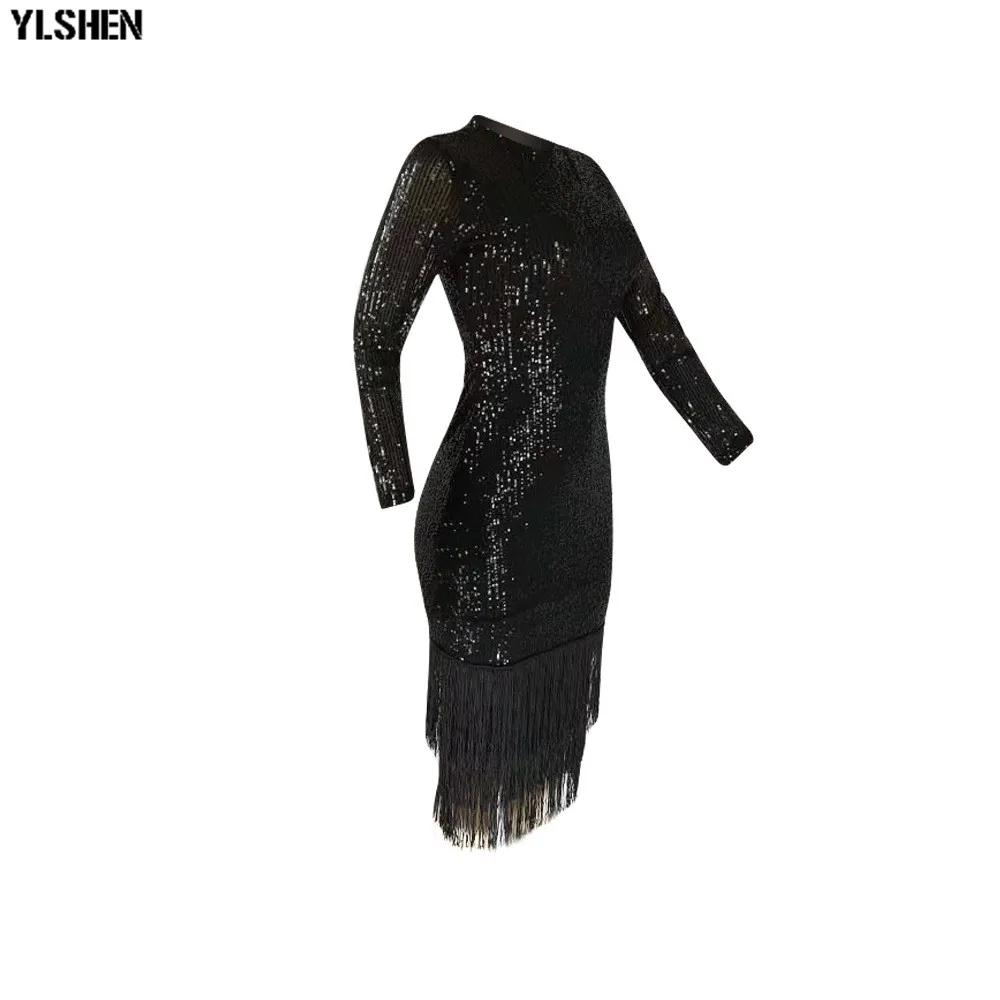 African Dresses for Women Dashiki Super Elastic Sequins Tassel African Dress African Clothes New Ankara Dresses Africa Clothing 08
