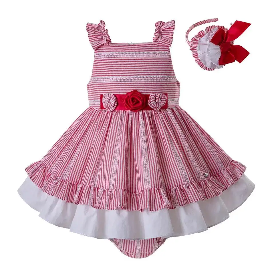 Pettigirl/Летняя одежда в красную полоску для маленьких девочек Штаны G DMCS203