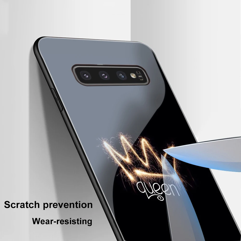 Чехол для телефона ciciber для samsung Galaxy S10 S9 S8 S7 Note 10 9 8 Plus S10e S10+ чехол из закаленного стекла с краями и цветочным принтом в виде Королевского сердца