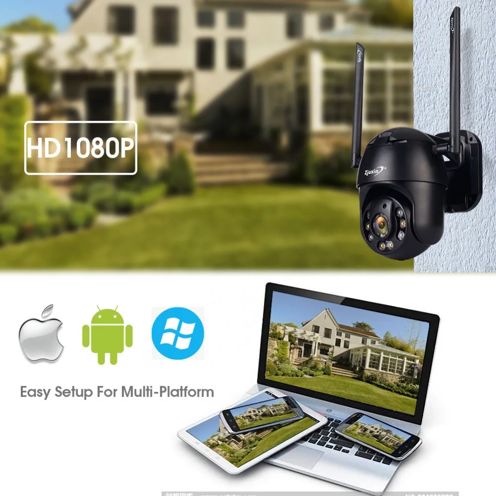 Hd1080p sem Fio com Fio Ptz ao ar Zjuxin Câmera fi Livre Cctv Segurança Camra Dupla Luz Detecção Humana ai Nuvem Ptz ip wi 15 sem fio com fio ptz ao ar