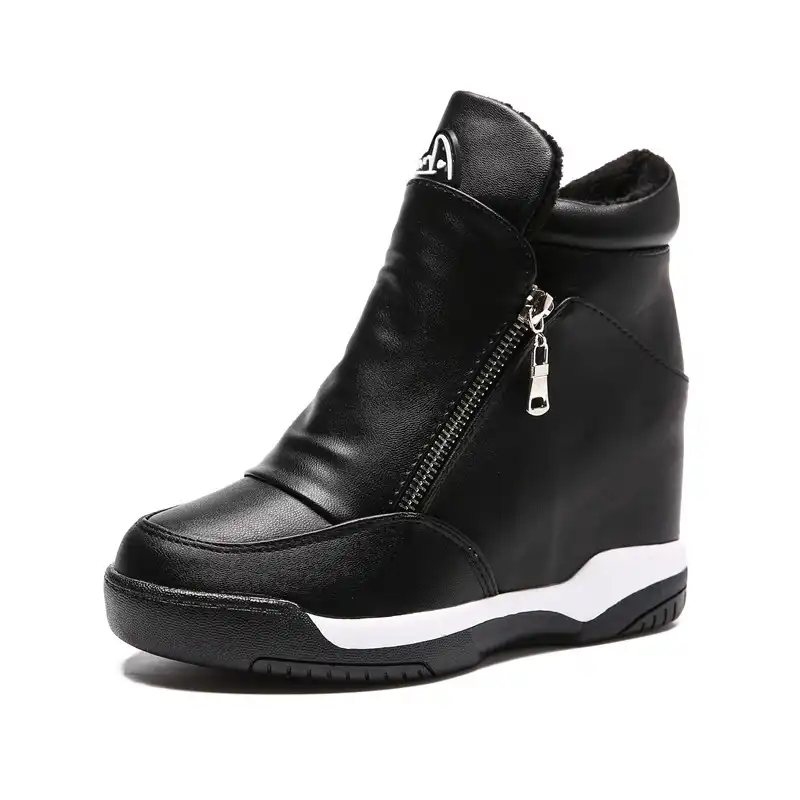 black high heel wedge sneakers