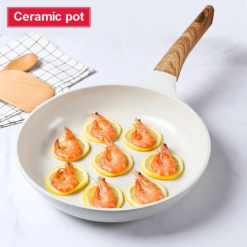 White Ceramic Frying Pan Korean Cookware Set Pot And Non Stick Cooking Pan  Set Breakfast Deep Fryer Japanese Kitchen Enamel Pan - AliExpress