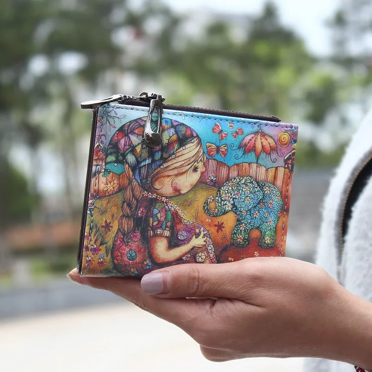 Милый короткий женский кошелек с двойной застежкой-молнией и пряжкой из искусственной кожи с рисунком панды - Цвет: 1