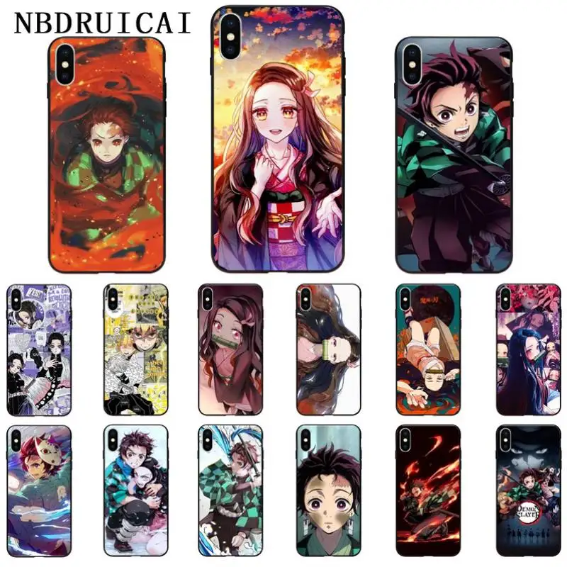 

NBDRUICAI Kimetsu no Yaiba anime demon hard TPU Soft Silicone PhoneCase for iPhone 11 pro XS MAX 8 7 6 6S Plus X 5 5S SE XR case