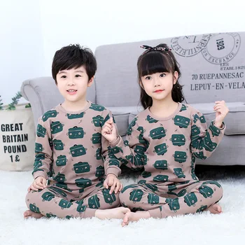 

Autumn Boys Girls Clothing Home Wear Pyjamas Suit Softy Cotton Kids Bathrobe 2pcs Sleep Set Nightgown Children Sleepwear
