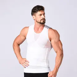 Men Waist Trainer Posture Shirt Elastic Abdomen Tank Top Shape Vests Slimming Boobs Vest Body Shaper Tight Skinny Tummy