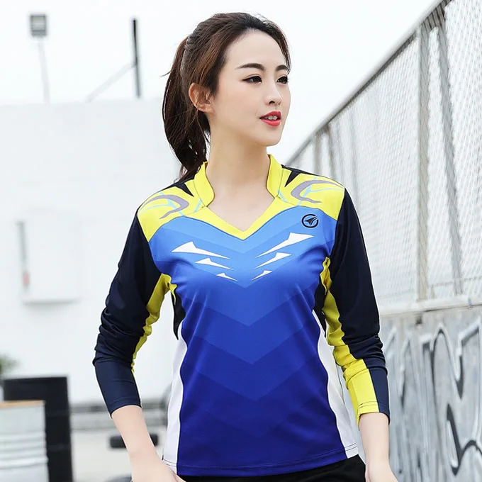 Girl Tennis TShirts Pants, Girls Long Sleeve Tennis Clothes Tracksuits, Women's Badminton T-Shirt, Female Table Tee Shirt
