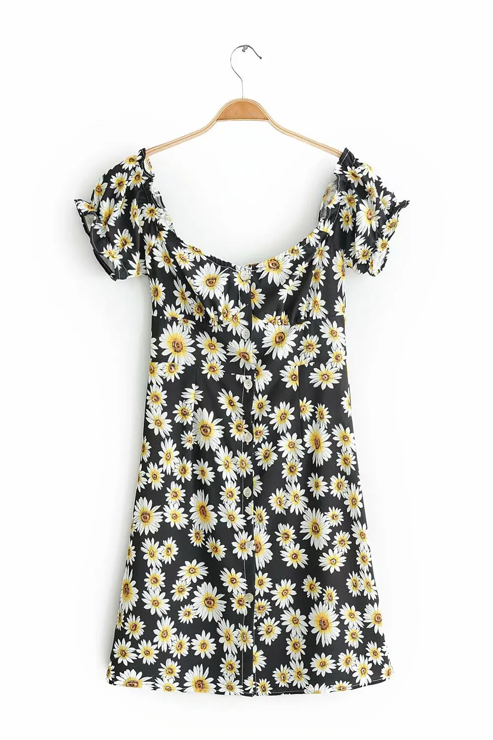 

2019 Spring And Summer New Products Western Style WOMEN'S Dress Double Purpose Chrysanthemum Printed Mini Dress A +-9704