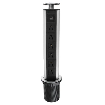 

NEW Aluminum Shelf 3/4/5/6 US Plug Power Kitchen Table Electrical Socket Desktop Sockets Power 1 Led+2 charge USB